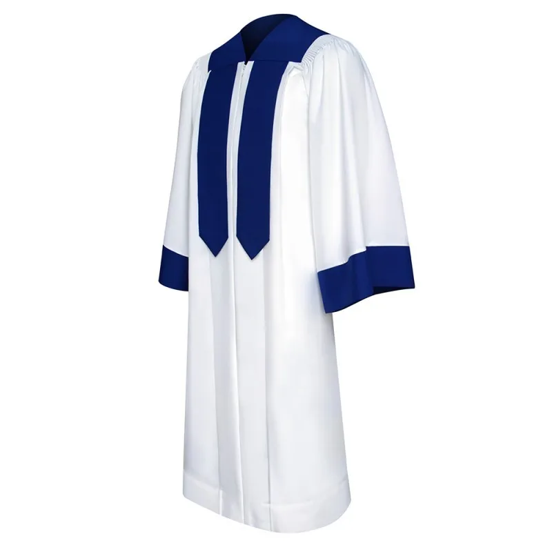 High Quality Custom Harmony Church White/bule Choir Robes with Cross