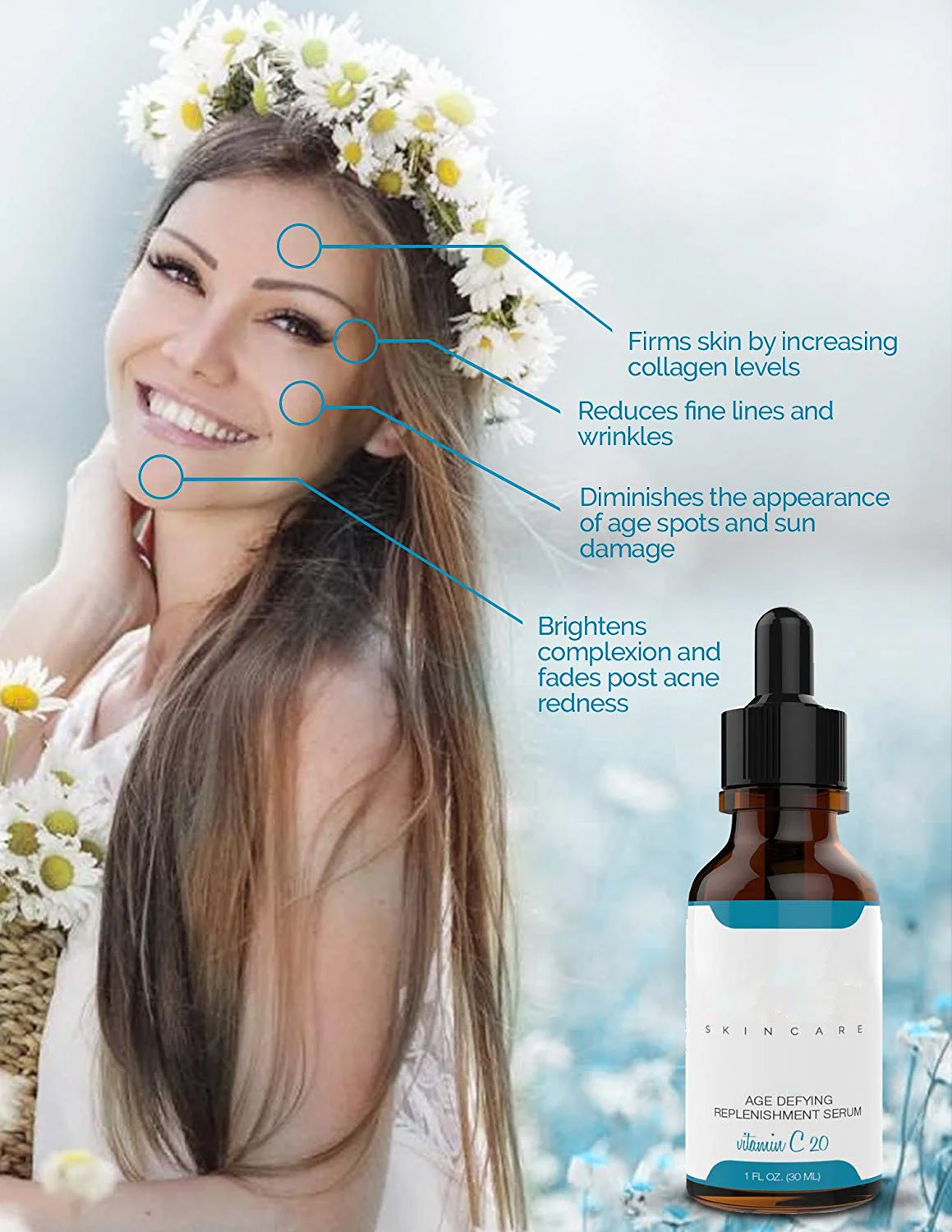 Private Label Serum Vitamin C Hyaluronic Acid Whitening Natural Vitamin C Serum for Face
