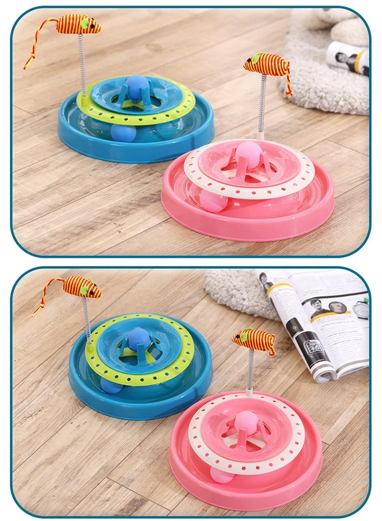 Hot Sale Funny Tower of Tracks Cat Toy with Mouse Pet Sleeping Breathing Game Cat Teaser Toy