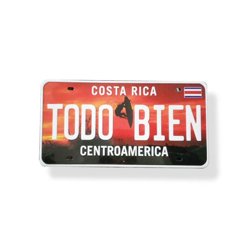 Cheap Customized Logo Embossed aluminum sign decorative License Plate for COSTA RICA