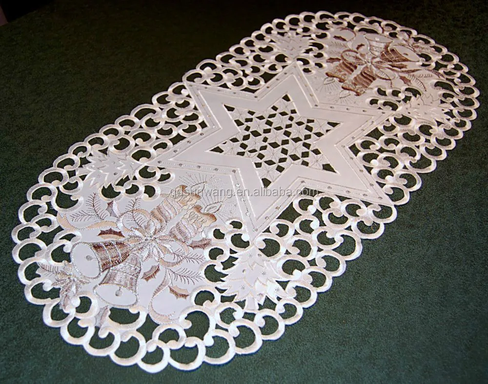 machine embroidered and cutwork doily