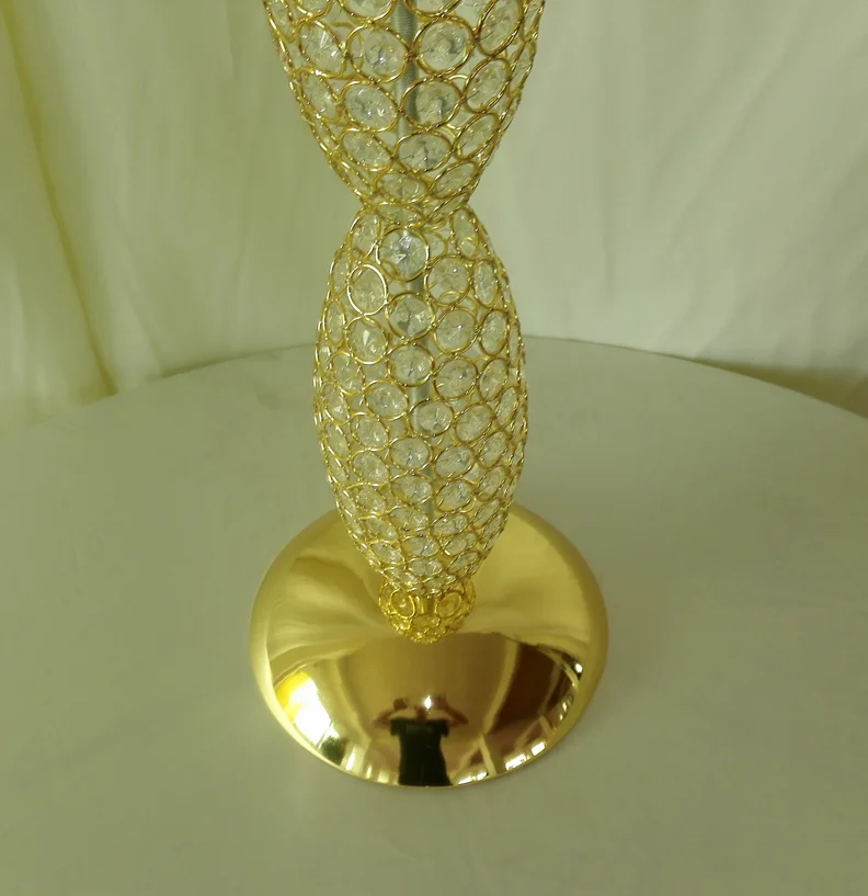 hot sale tall gold crystal candle holder for wedding decoration