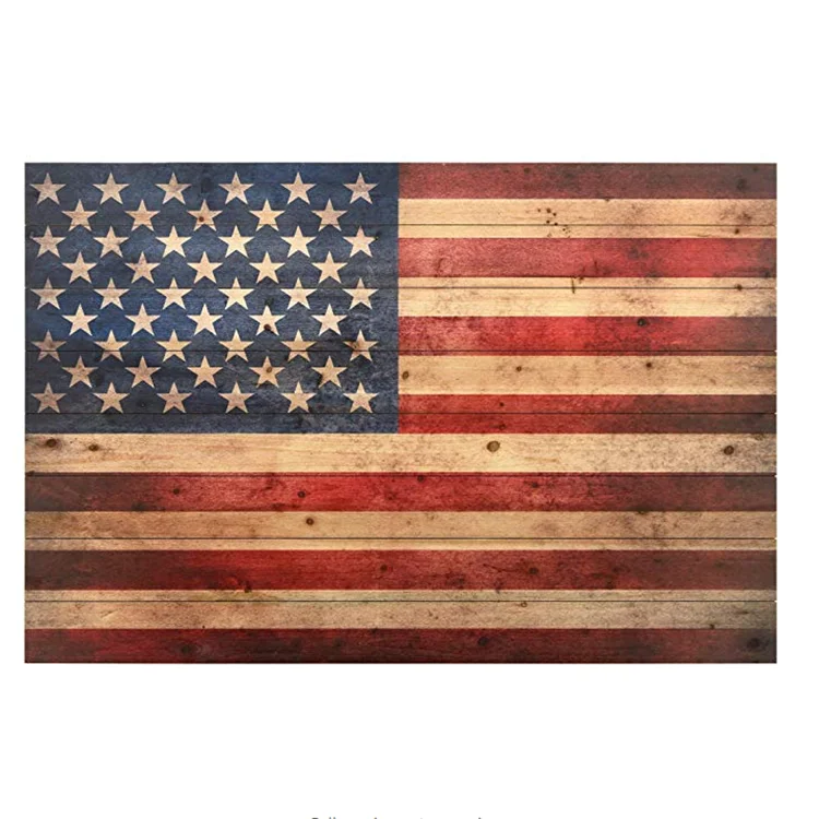 
American Echoes Vintage Wooden United States Flag Wall Art 
