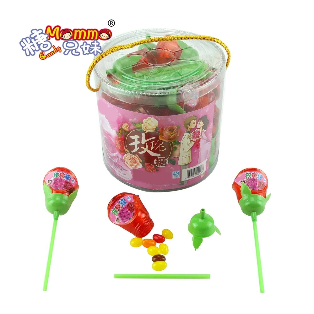 Jar package cartoon flower toy candy fruity jelly beans filled rose toy candy