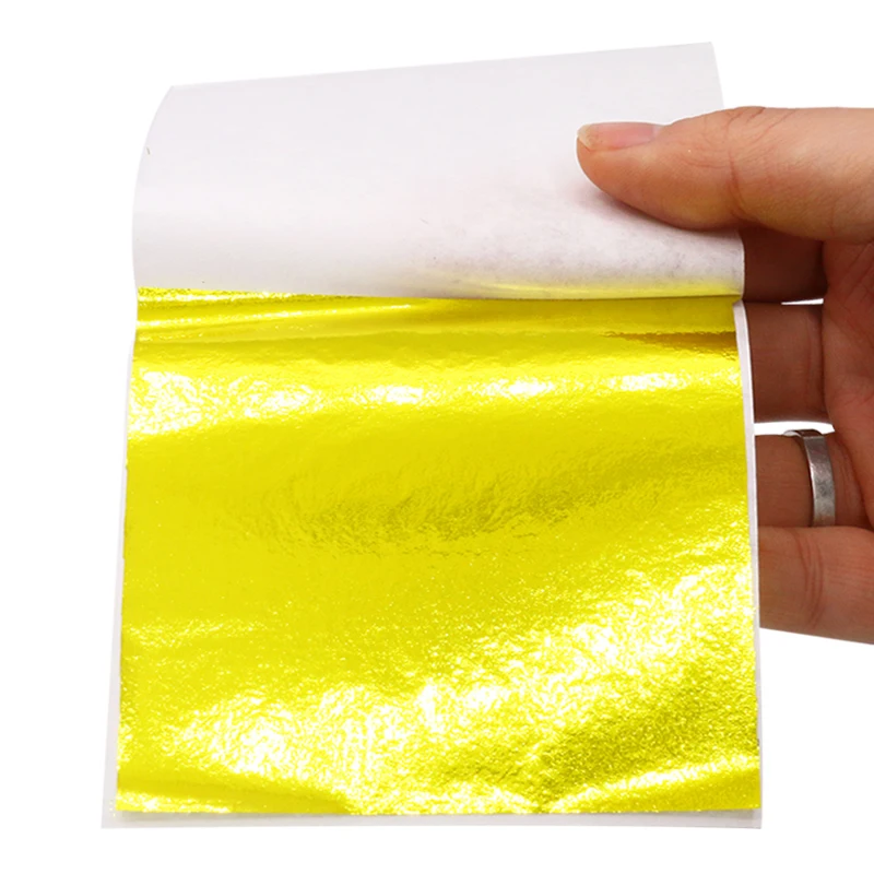 8 x 8.5 cm Yellow Taiwan Imitation Gold Leaf Foil Sheets for Home Furniture Art Craft Nail Decoration Gilding Paper