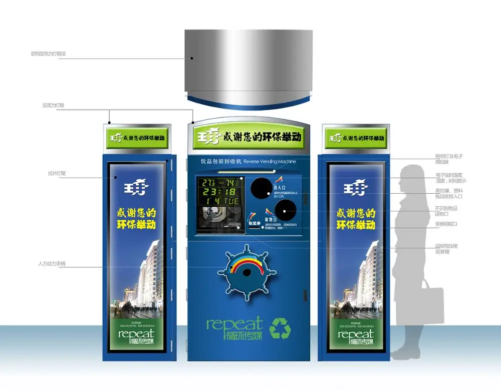 
RVM Cans and Plastic Bottles reverse vending machine recycle 