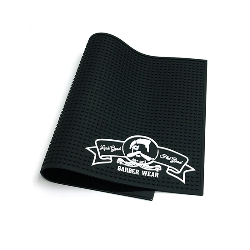 Custom production black environmental hair styling tool mats hairdressing tools mat hair salon equipment mat