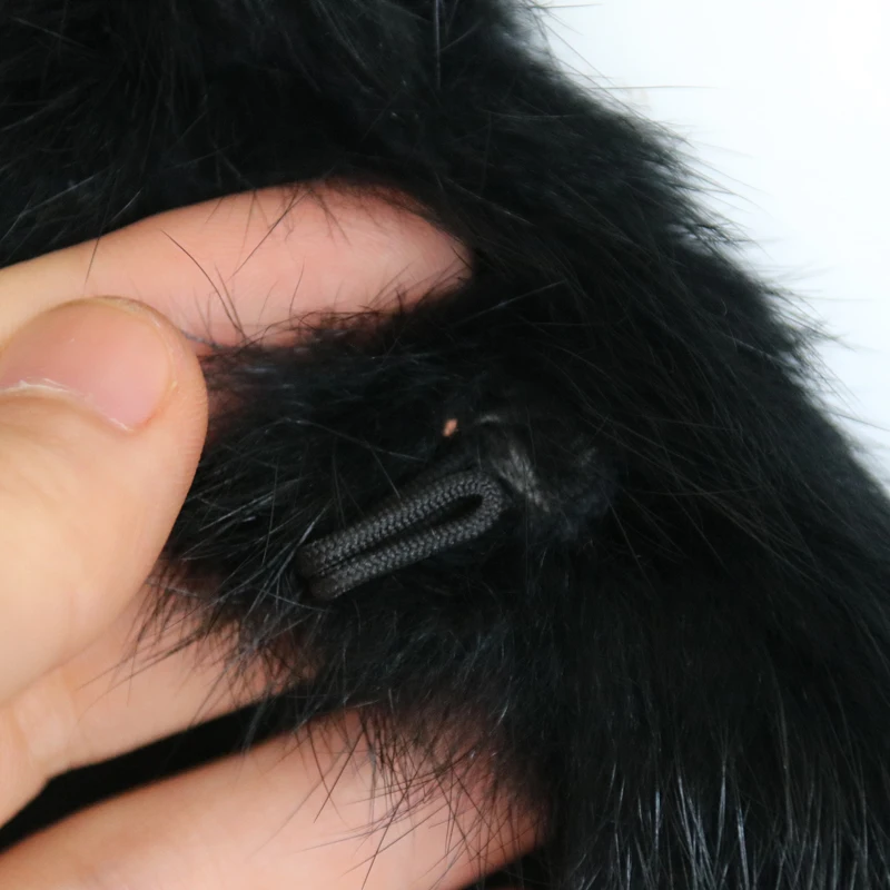 Wholesale hand knit real rabbit fur coat with hood fur style handmade rabbit fur jackets