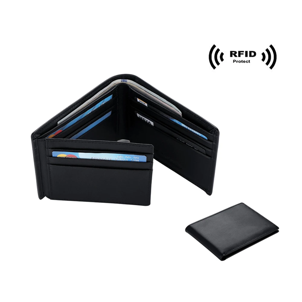 RFID Blocking Mens Leather Wallet ID card holder Bifold Trifold wallet for men