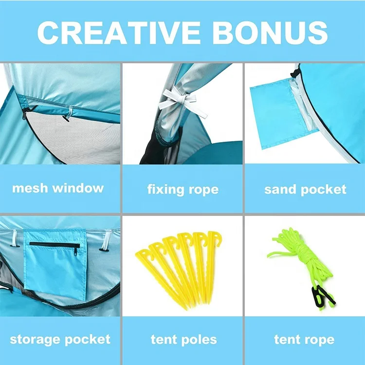 Baby Pop Up Beach Camping Tent UV Protection Beach Sun Shelter With Pool Shade Cabana