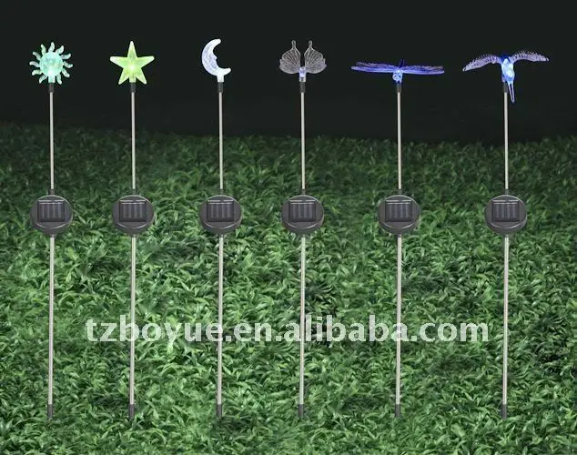 
1 LED Solar Lawn Light with transparent sunflower/star/moon/butterfly/dragonfly/humming bird 
