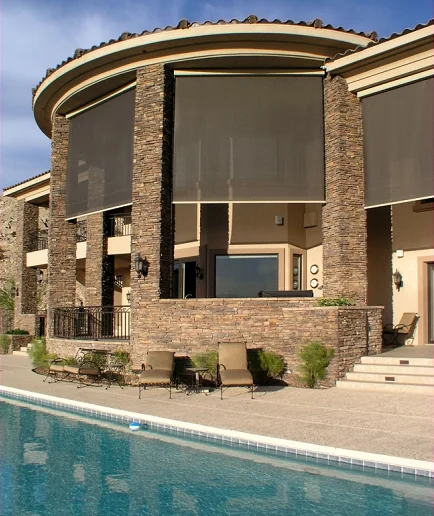 Clear Luxury Drapes Blinds Various Design sunscreen electric blinds  Dooya motor