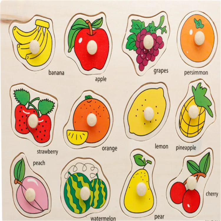 custom good quality brand Handmade capital fruit wooden peg puzzle