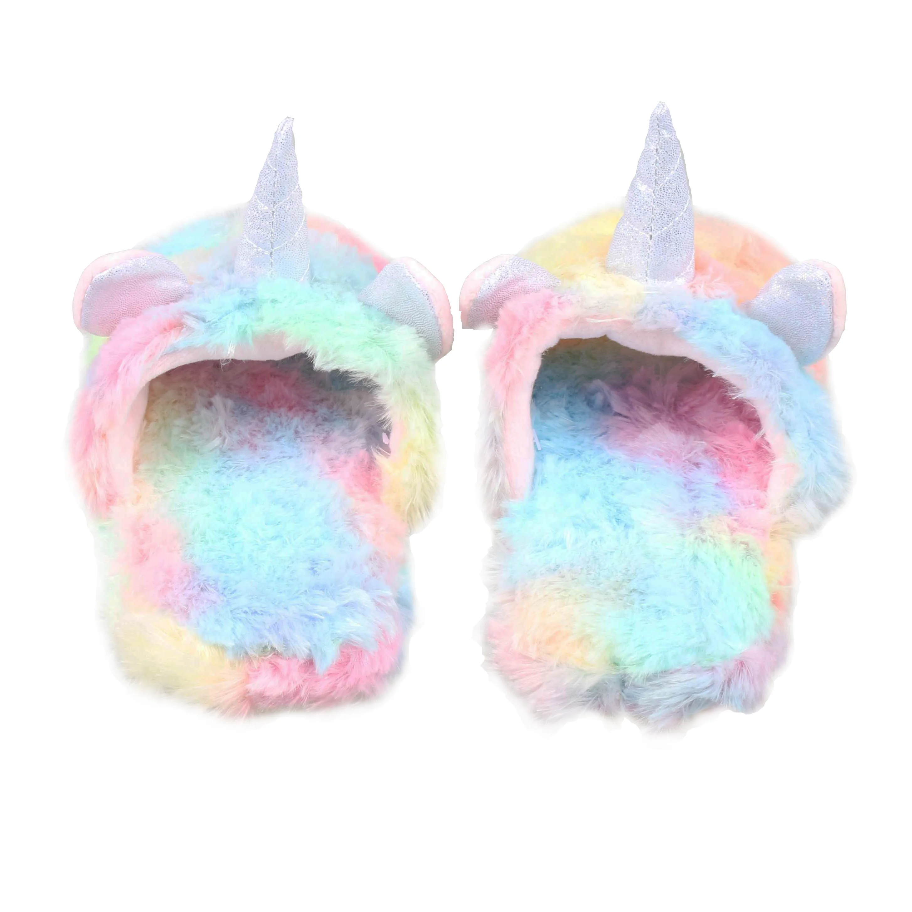 Factory plush custom animal rainbow unicorn slipper