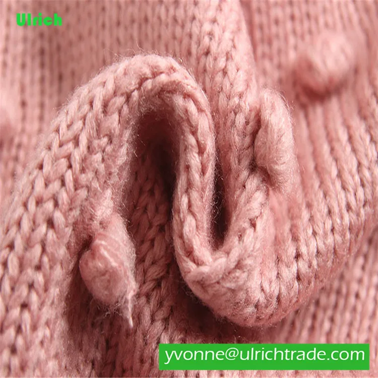 ZQ036 Зимний вязаный шерстяной свитер для маленьких девочек с помпоном