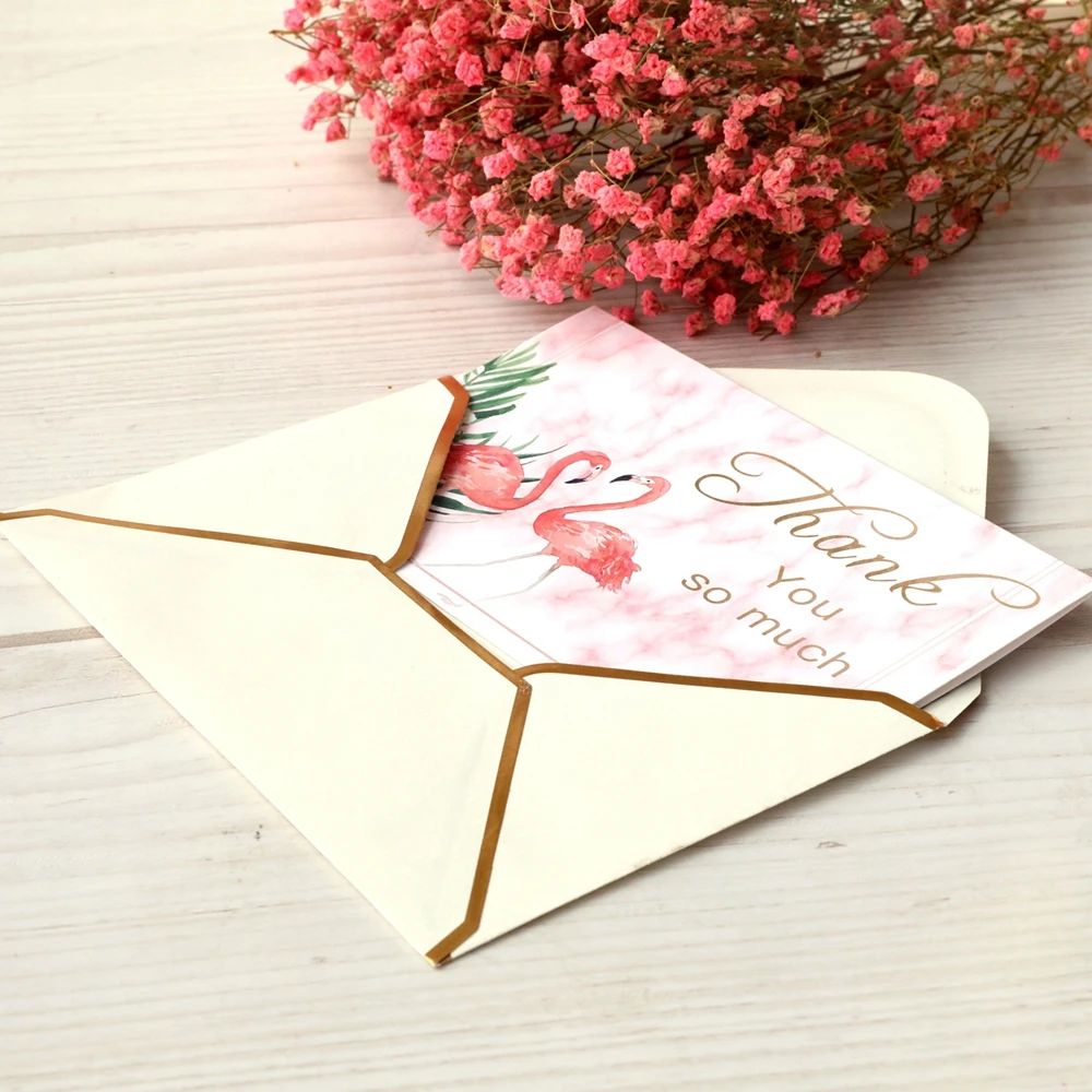 Factory sales folding greeting small Thank You Card with different designs and envelope