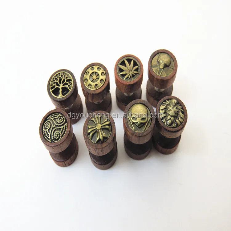 
16G Wood Fake Cheater Plugs Unisex Earrings Screw Stud Barbell Tunnel 