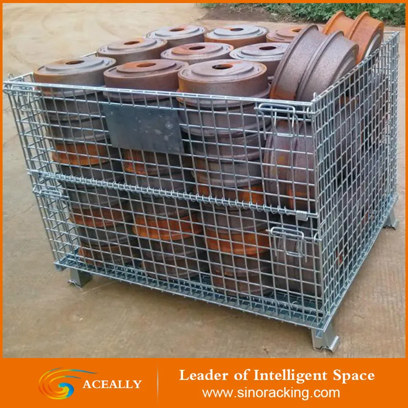 Aceally Оцинкованные металлические складные клетки паллет для хранения Китай поставщиком