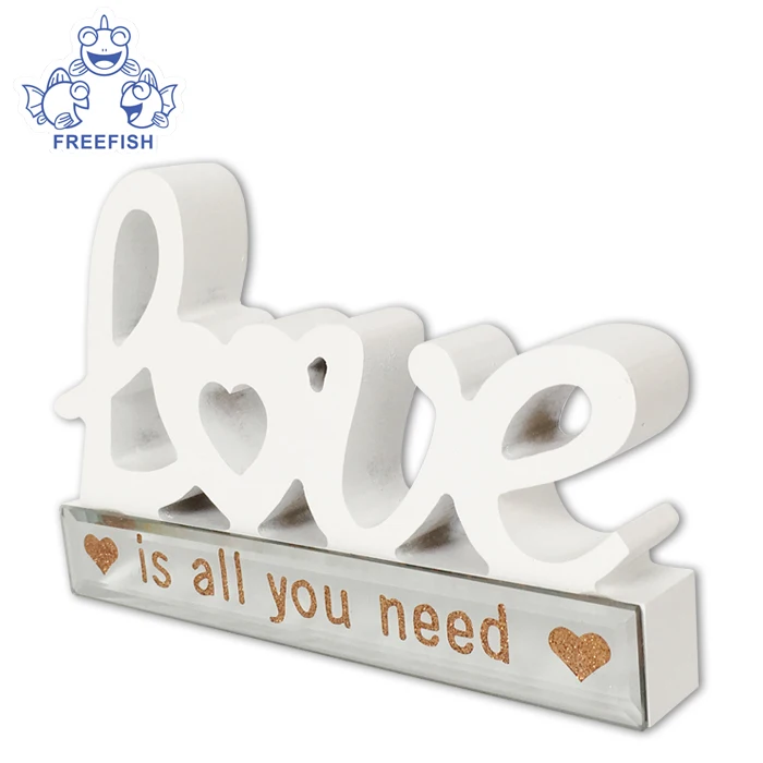 Wooden decorative home family desktop word letters standing block