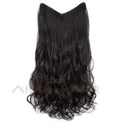 Aisi Hair 22inches New Arrival V Shape Synthetic Clip In Hair Extensions Natural Black Long Wavy Hairpieces