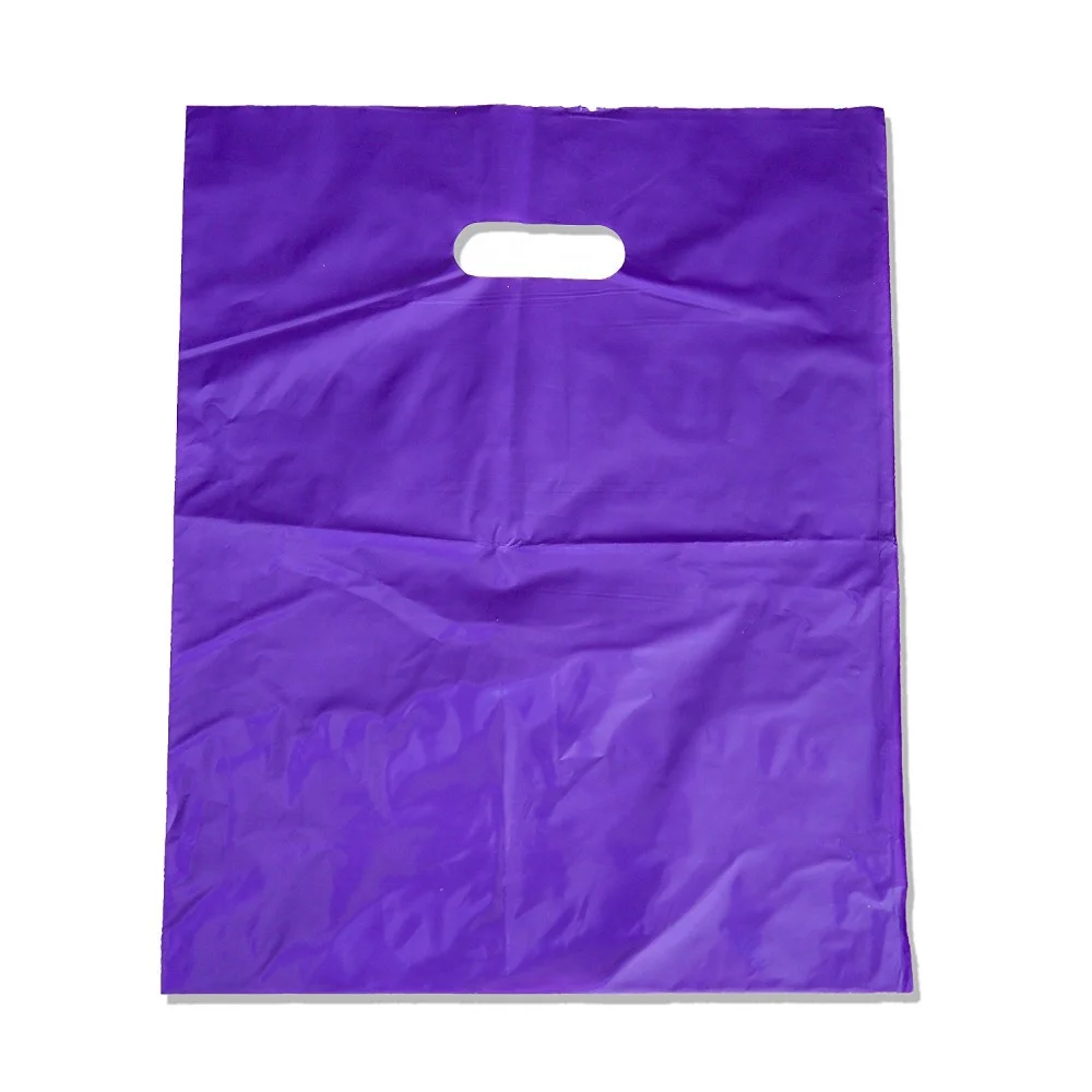 Purple Shopping Bags 9x12 - 1.50 mil Extra Thick LDPE - Glossy Shopping Plastic Bag Bulk with Die Cut Handle - Small Size - 1