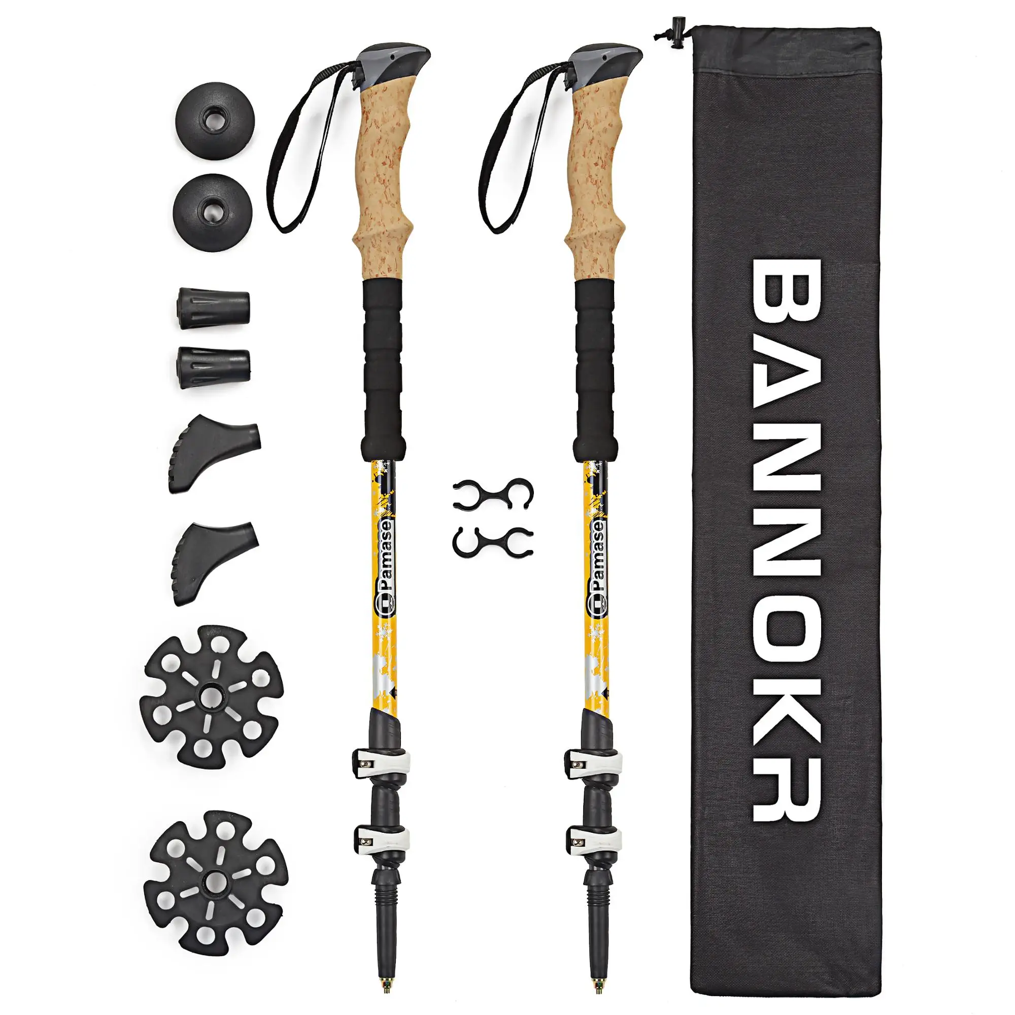 
Ultralight Expandable Foldable Trekking Poles Durable 7075 Aluminum Hiking Poles With Natural Cork Handles and Extended EVA Grip 