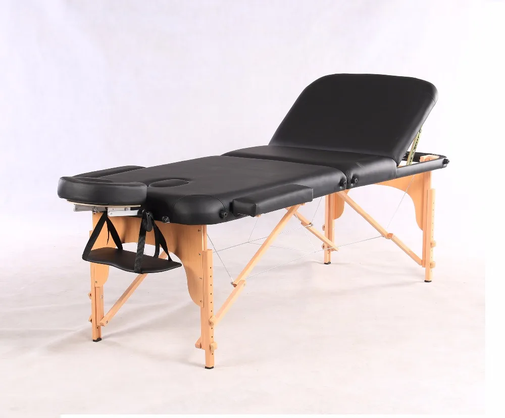 
PVC/PU leather Lightweight 3-Section Portable Massage Table Bed with Free Carry Bag Built in Breathe Hole/Adjustable Hreadrest 