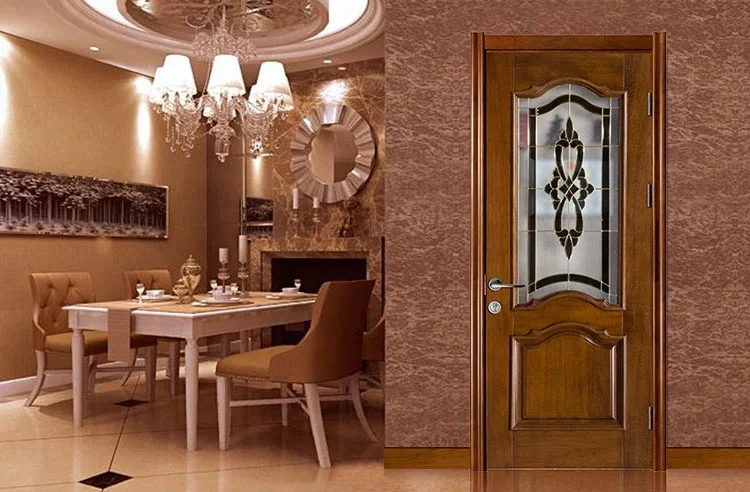 Popular house door kerala door designs solid teak wood glass door price