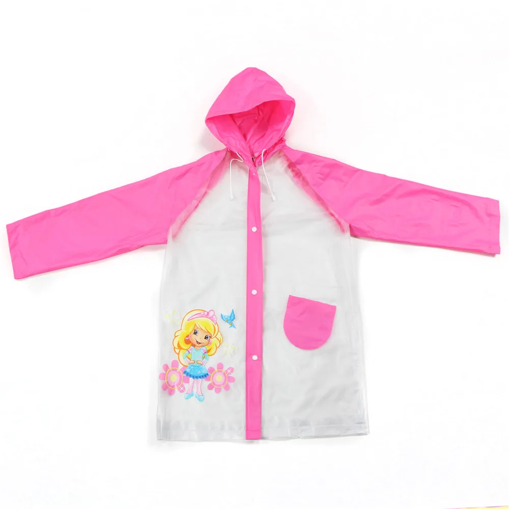 Hiking blue PVC Cartoon Waterproof Children Rain Coat For Kids