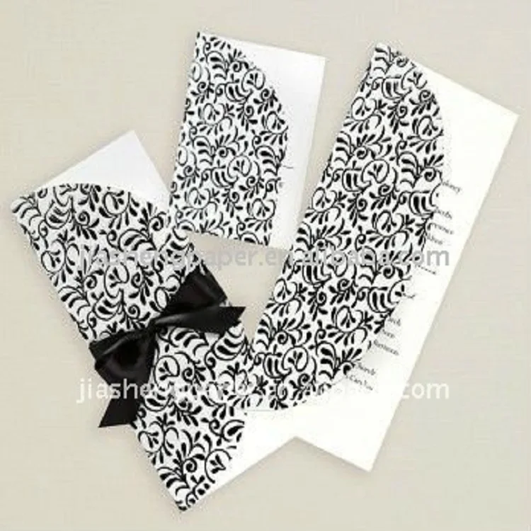 JS Elegant Embossing Wedding Invitation Card WI001-020