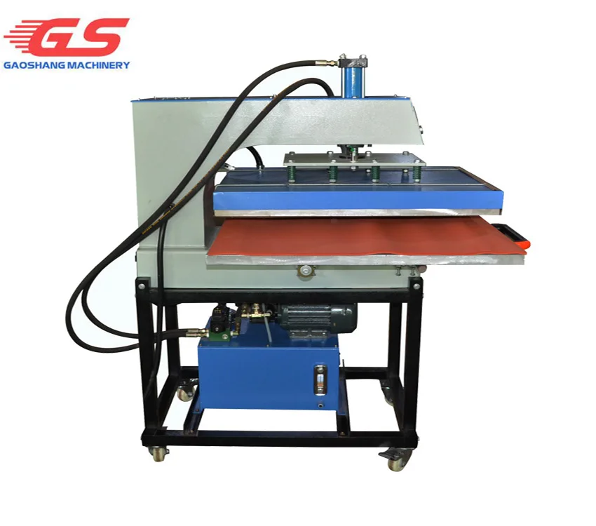 Hydraulic oil driver 24x32 inches double worktable garment cut sheet sublimation iron  bottom slide heat press machine