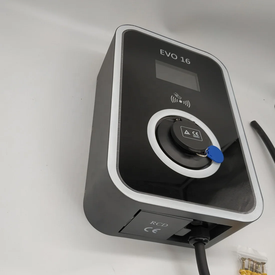 
11KW ev wall charger,16A ev charging pile with type 2 socket,LCD screen and type B RCD,OEM 