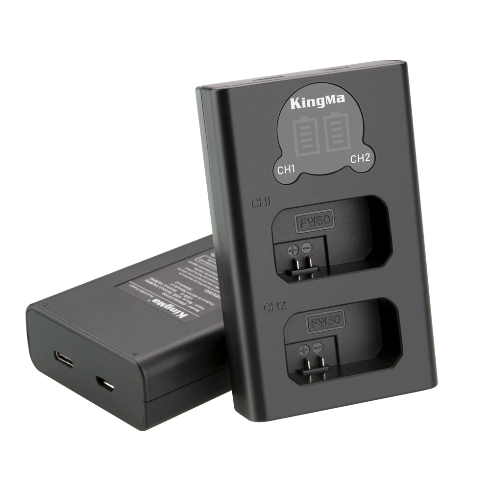 
KingMa Dual USB Charger With LCD Display For NP-FW50 Battery And For Sony A5000 A5100 A6000 A6100 A6300 A6500 A7R A7S A7M2 
