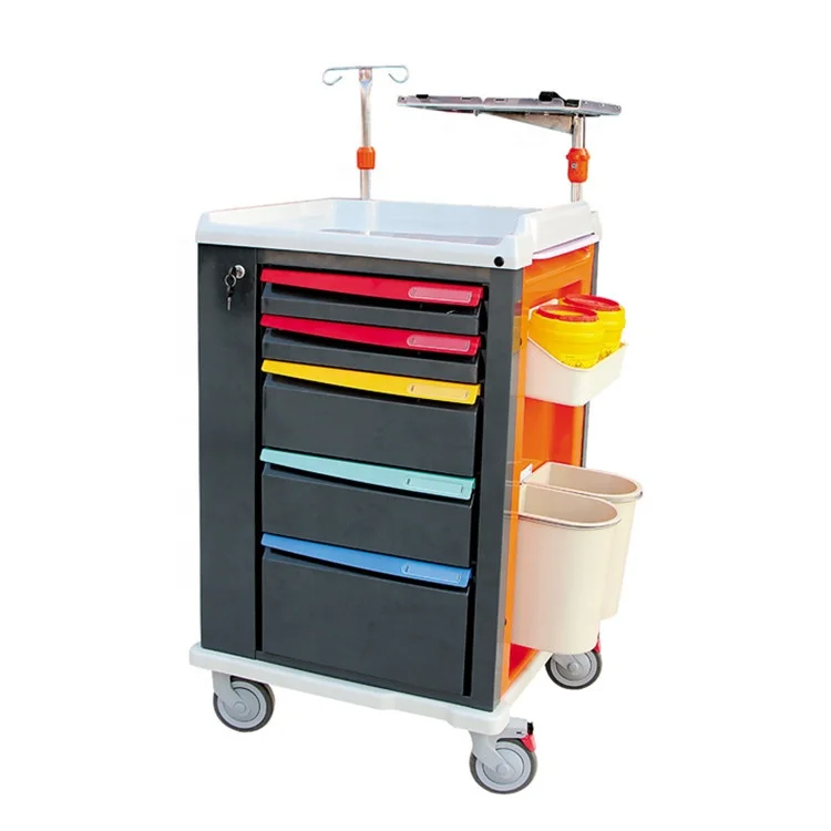 Аварийные тележки CE ISO на продажу, медицинская тележка из АБС-пластика