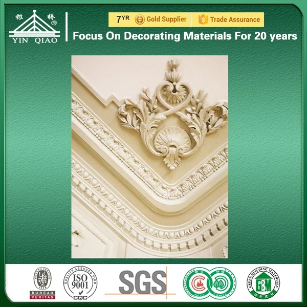 Interior Classical Ceiling Decorating Design Fireproof Plaster Cornice Moulding