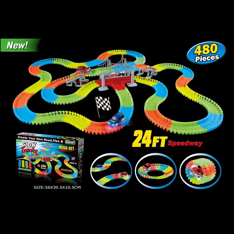 
New Arrival 360pcs Classic Glow Race Track Slot Race Car Racer Game Railway Toy 