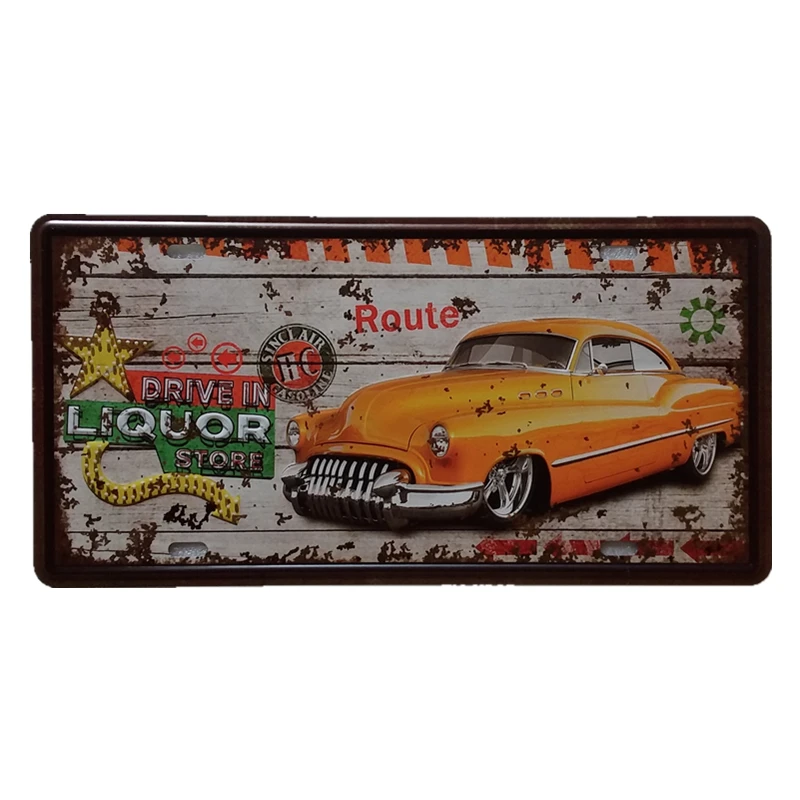 2018 popular 15x30cm vintage car license hotsale embossed tin sign wall decoration for home