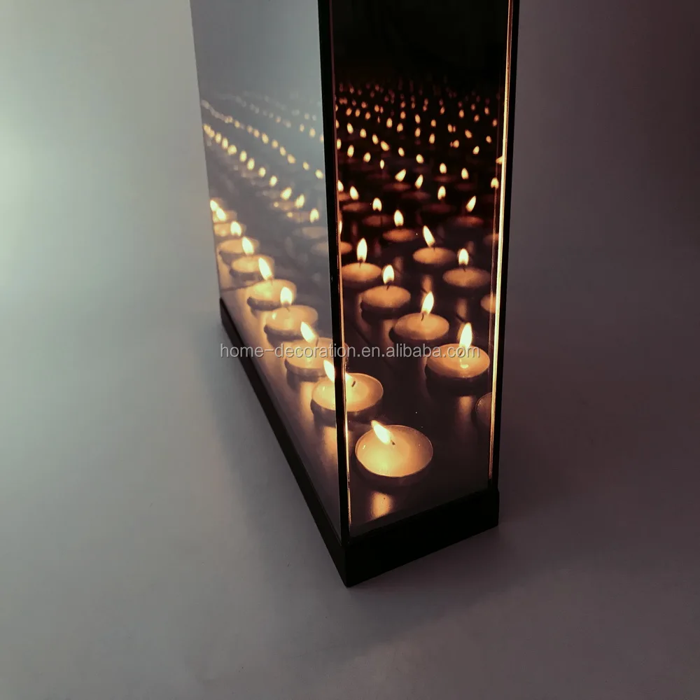 5 infinity glass cube mood light with wooden base