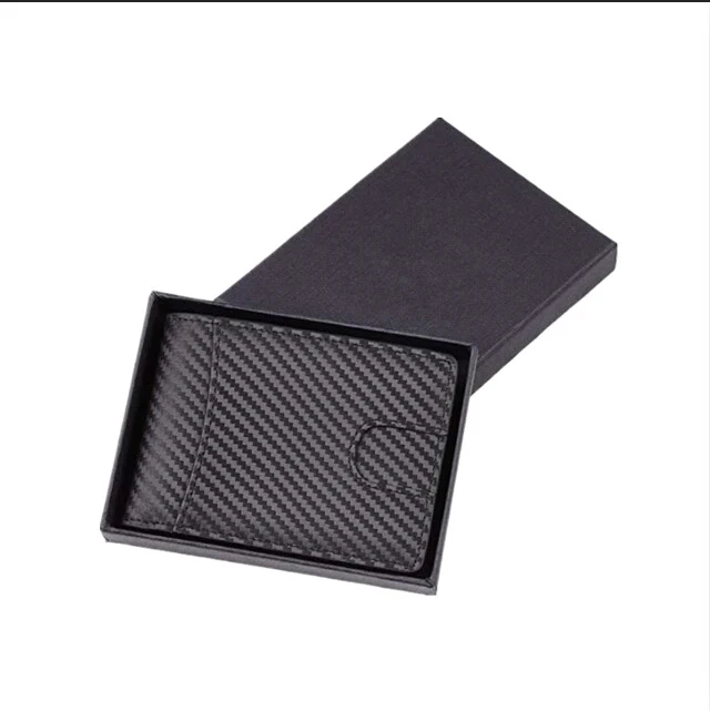 
HOT SELL men leather Carbon Fibre Wallet Clip Slim credit RFID Card Holder With Front Pocket And ID Window 
