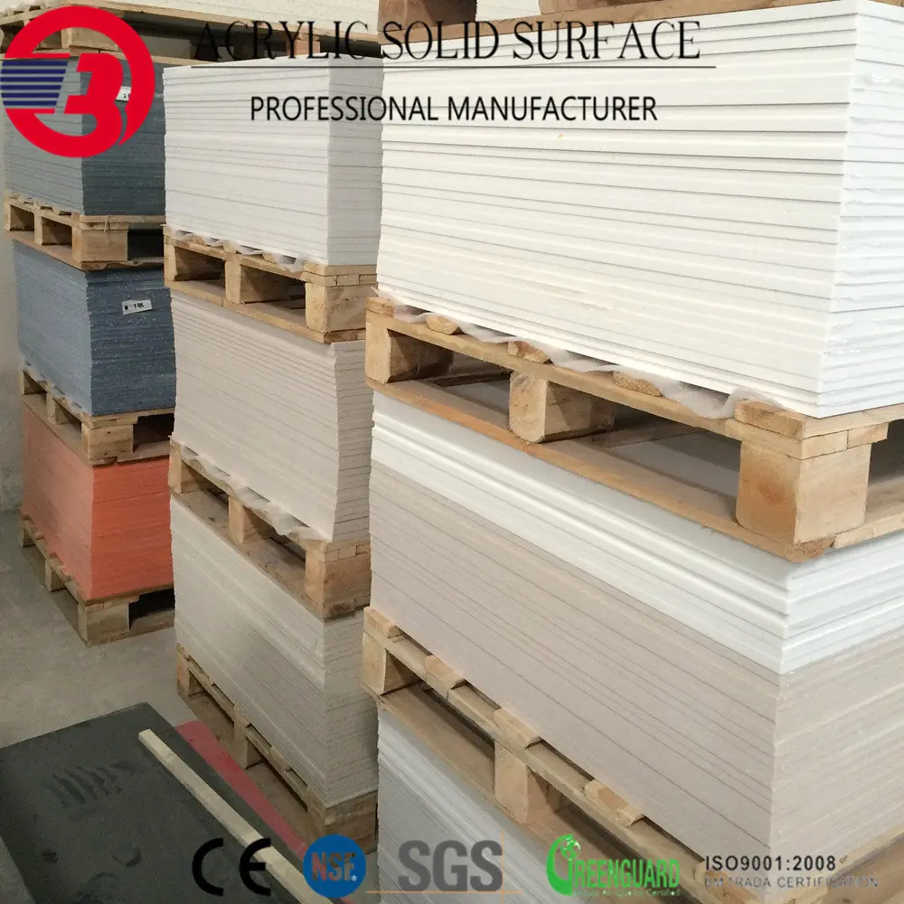 Top quality lg hi macs acrylic solid surface customized length and width sheet