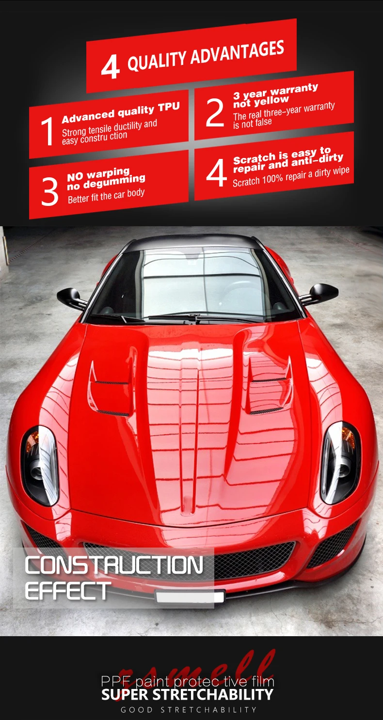 Zsmell Manufacturer Auto PPF TPH Gloss Black Film Car Sticker Black Paint Protection Film For Cars