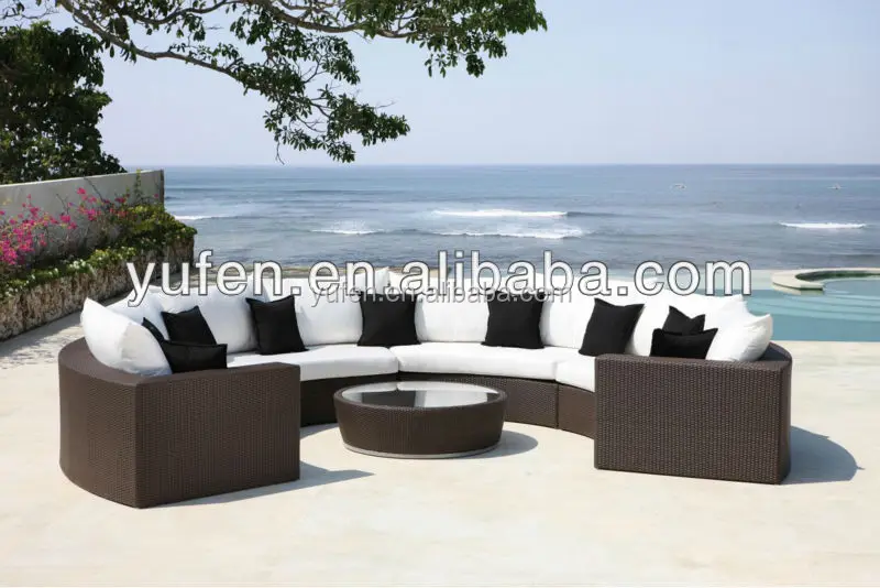 used rattan furniture half moon sofa