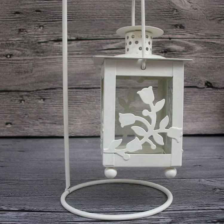 Europea-style! Hanging Glass Metal Lantern Candle Holder Candle Stick Lantern