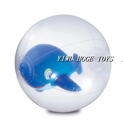 PVC summer fun inflatable 3D animal beach ball with fish inside