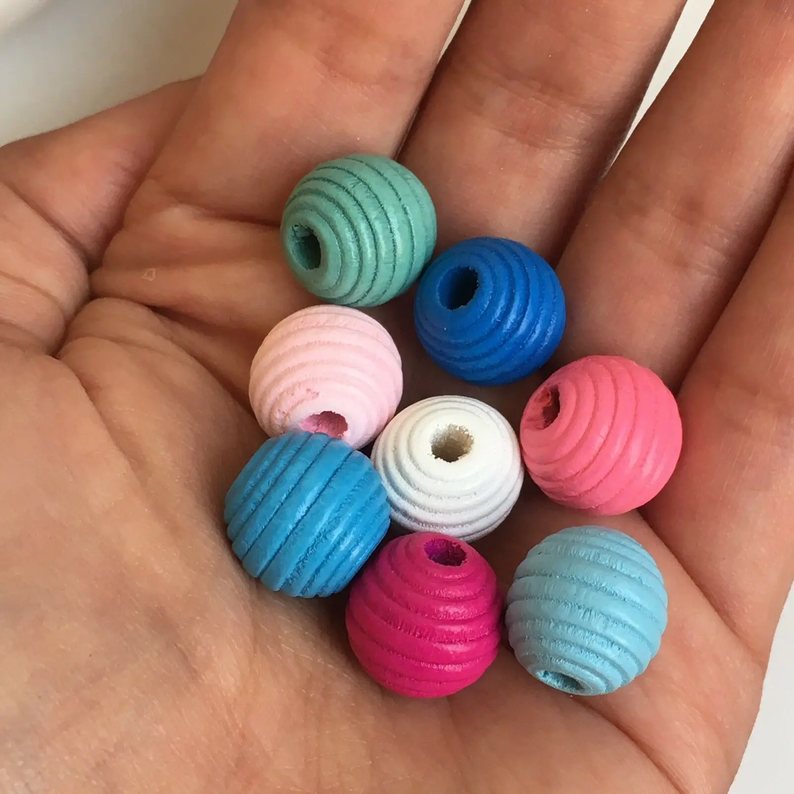 Деревянные бусины в стиле улья, 14 мм, круглые деревянные бусины для макраме, поделок, пастельных цветов