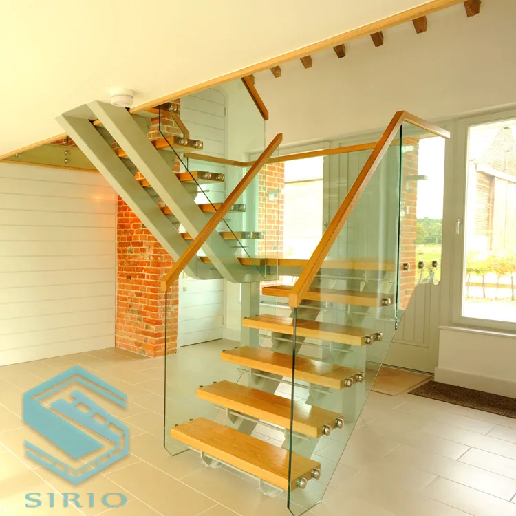 Стальная лестница древесины ступени стекло перила лестницы лестница из закаленного стекла лестницы заказ лестницы