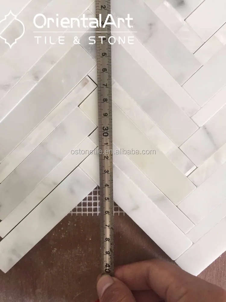 Italian calacatta white marble and mother of pearl shell mosaic tile backsplash