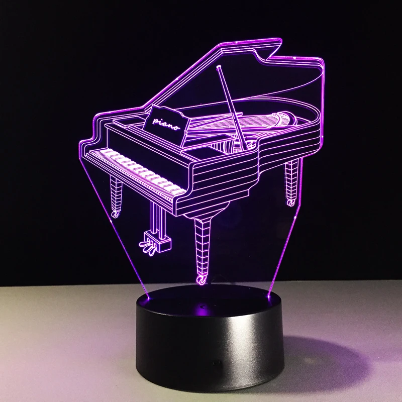 Music Instrument Retro Piano 3D USB LED Lamp 7 Colors Bulb Musician Gift Child Bedroom Decoration Elegant RGB Night Light