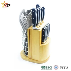 20 Pcs Stainless Steel Kitchen Knife Block Set With Cutting Board And Kitchen Tools