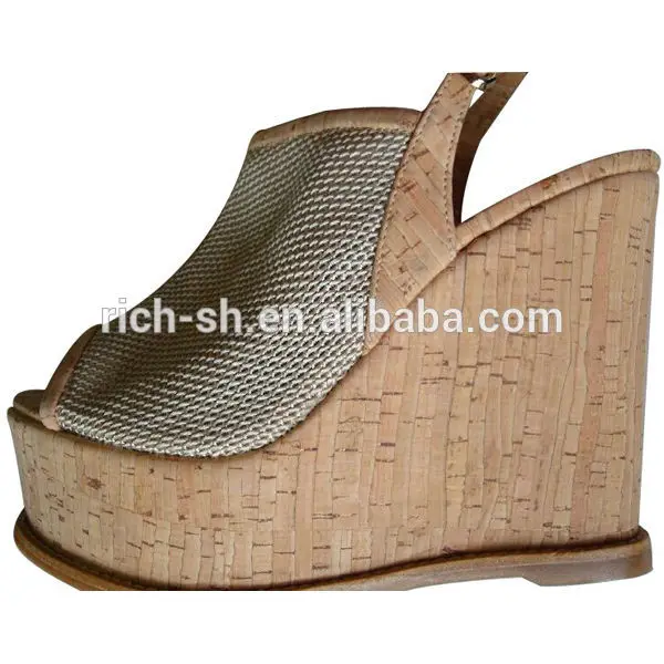 Rq-s07 натуральная пробка ткань для сандалии толщиной каблуки